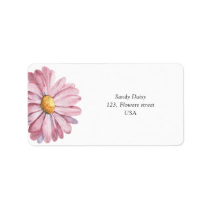 Rosa daisy Wildblomma Adressetikett