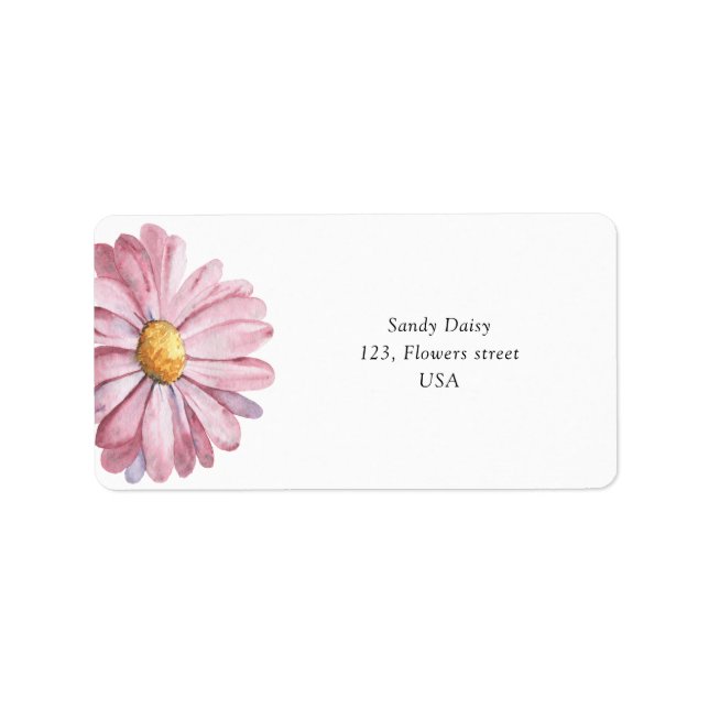 Rosa daisy Wildblomma Adressetikett (Framsidan)