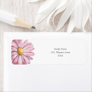 Rosa daisy Wildblomma Returadress Etikett