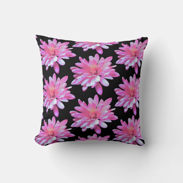 Rosa daisy, zink, kosmo, Retro-blommönster Kudde (Framsida)