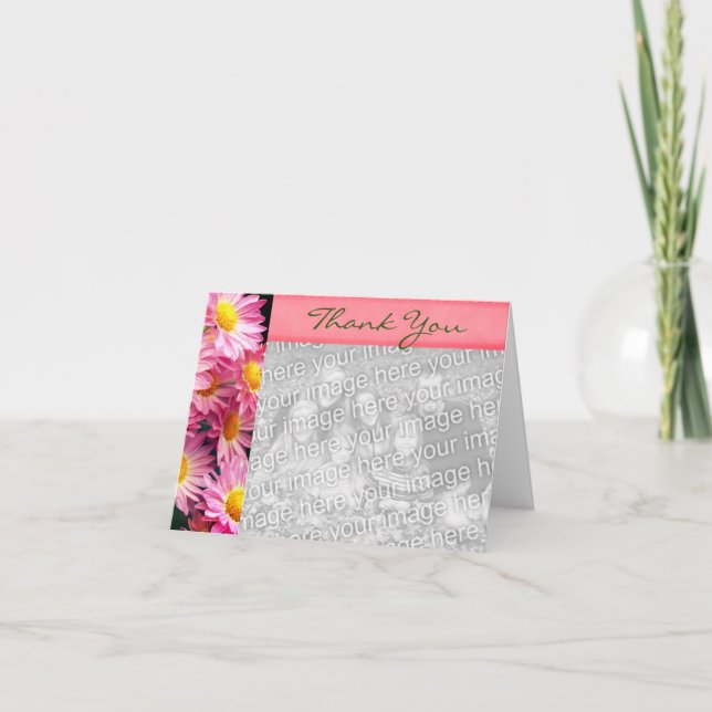 Rosa Daisys Tack Fotokort Kort (Framsida)