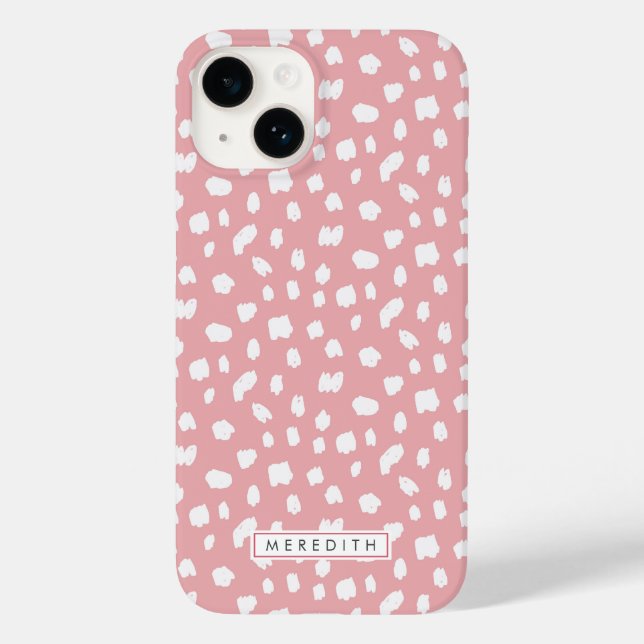 Rosa Dalmatian Print Namn Fodral-Mate iphone case (Baksida)