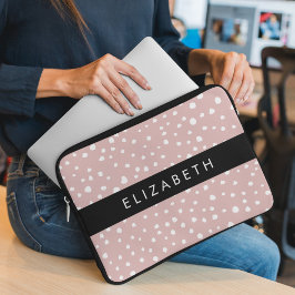 Rosa Dalmatian Spots, Dalmatian Dots, ditt namn Laptop Fodral