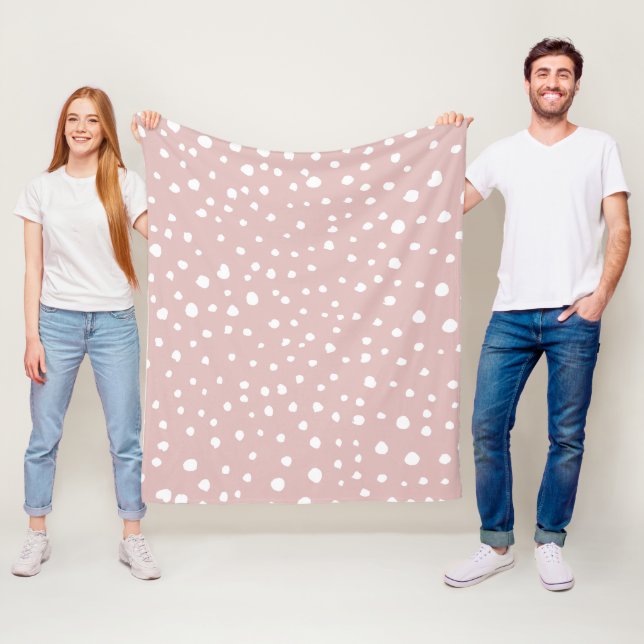 Rosa Dalmatian Spots, Dalmatian Dots, Dold Print Fleecefilt (På plats)