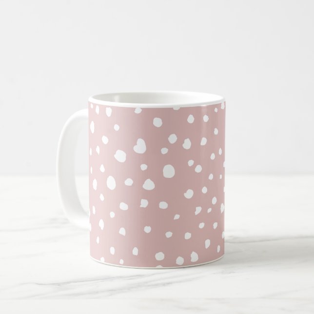 Rosa Dalmatian Spots, Dalmatian Dots, Dold Print Kaffemugg (Framsida vänster)