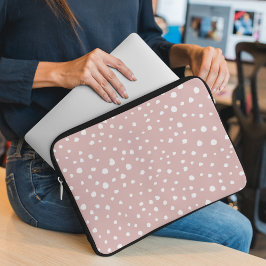 Rosa Dalmatian Spots, Dalmatian Dots, Dold Print Laptop Fodral
