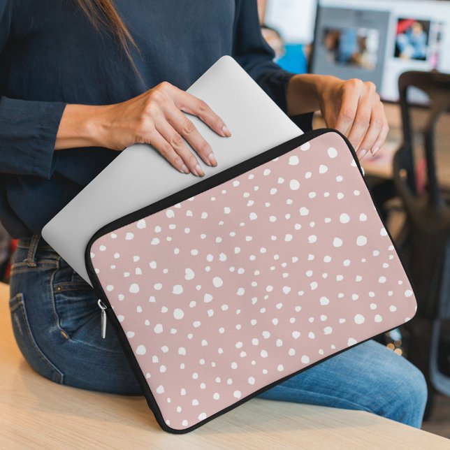 Rosa Dalmatian Spots, Dalmatian Dots, Dold Print Laptop Fodral (Skapare uppladdad)