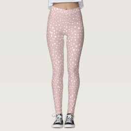 Rosa Dalmatian Spots, Dalmatian Dots, Dold Print Leggings