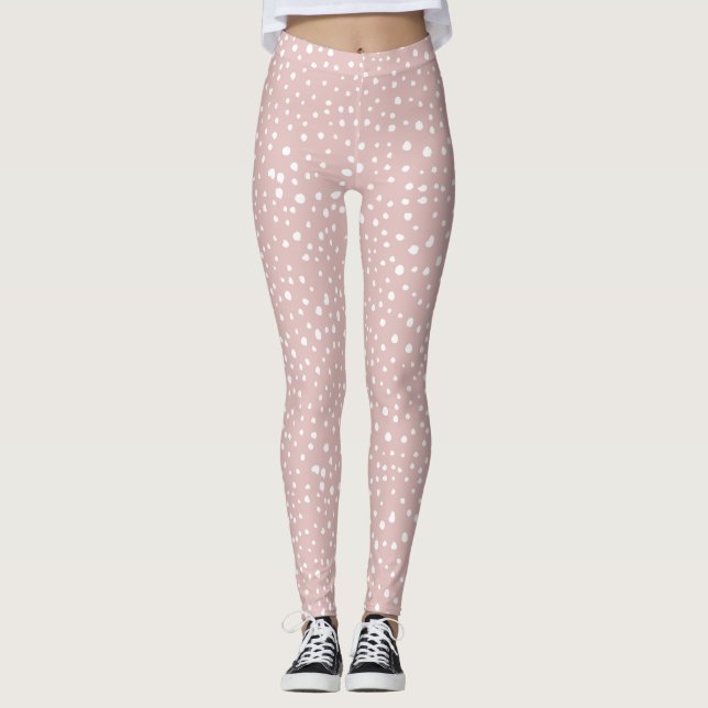 Rosa Dalmatian Spots, Dalmatian Dots, Dold Print Leggings (Framsida)