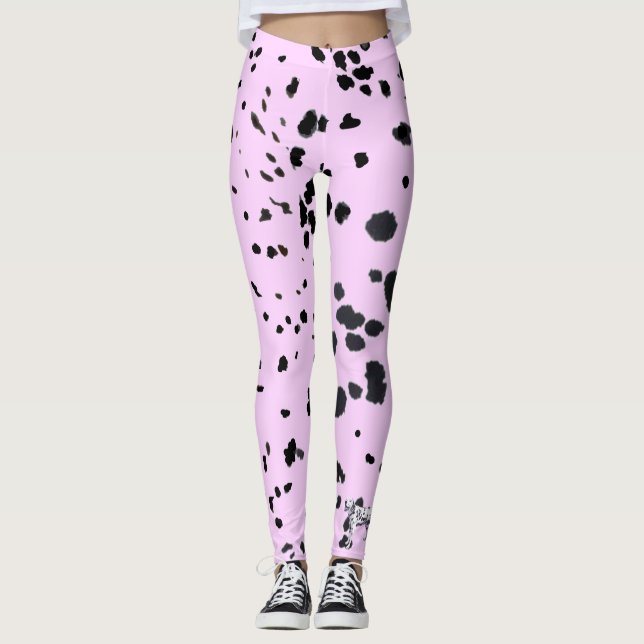 Rosa Dalmatias trycksaker Leggings (Framsida)