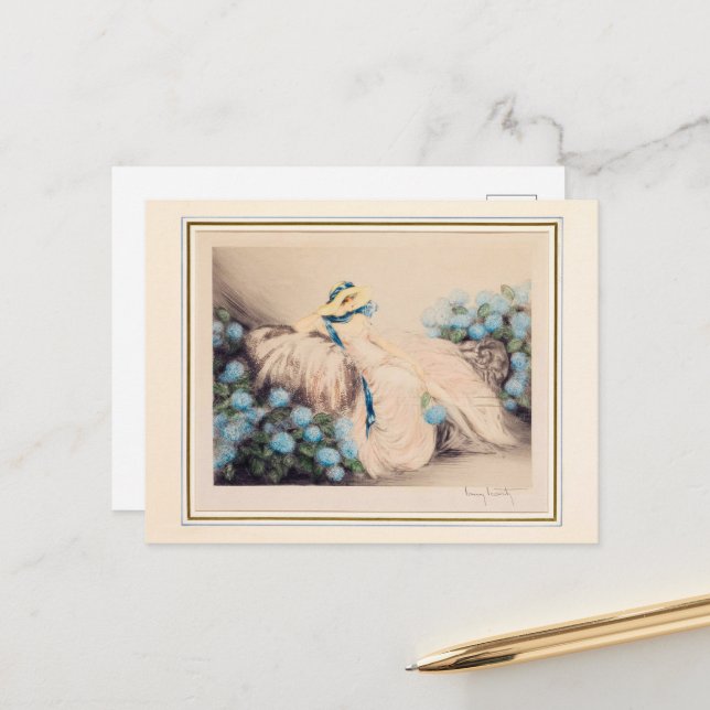 Rosa Dam, 1933 av Louis Icart Vykort (Fram/Back In Situ)