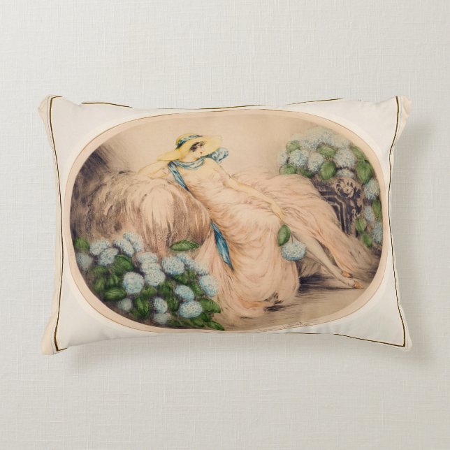 Rosa Dam av Louis Icart Prydnadskudde (Framsidan)