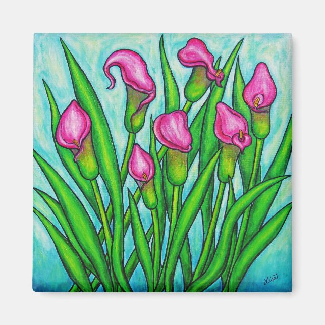 Rosa Dam - Calla Lily Blommigt Magnet (Framsidan)
