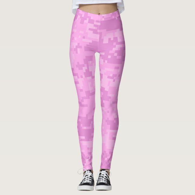 Rosa dam-Digital Camouflage-mönster Leggings (Framsida)