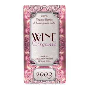 Rosa Dam Dreamy Anpassningsbar Text Vin Flaska-eti Fraktsedel