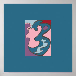 Rosa Dam Flutterfly Mini Skriv ut med dubbla gräns Poster