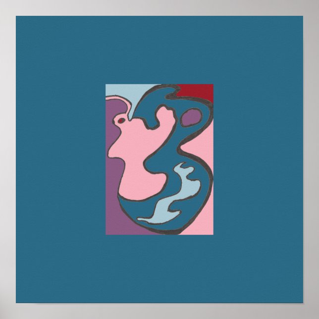 Rosa Dam Flutterfly Mini Skriv ut med dubbla gräns Poster (Framsidan)