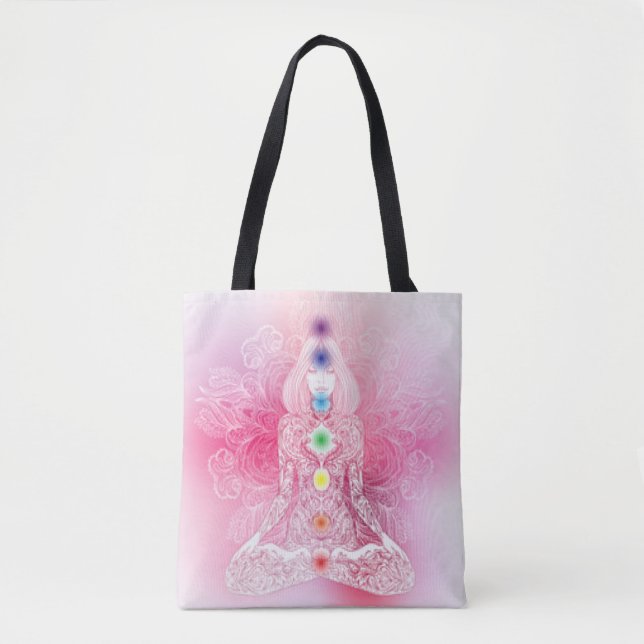 Rosa dam för sju Chakras Tygkasse (Framsida)