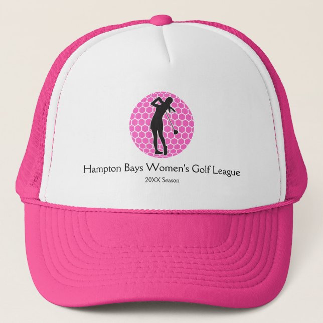 Rosa Dam Golfer Silhouette Golf Hat Keps (Framsida)
