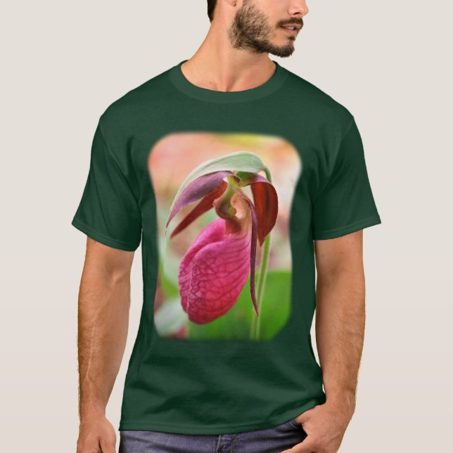 Rosa Dam Slipper Blommigt Natur T Shirt (Framsida)