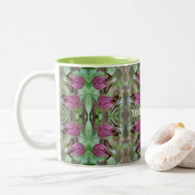 Rosa Dam Slipper Orchid Flower Pair Personlig Två-Tonad Mugg (Med munk)