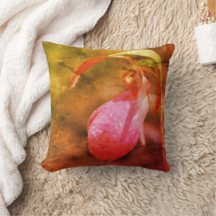 Rosa Dam Slipper Orchid RainDrop Abstrakt Kudde