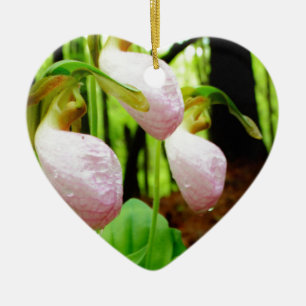 Rosa Dam Slipper vild Orchid Julgransprydnad Keramik