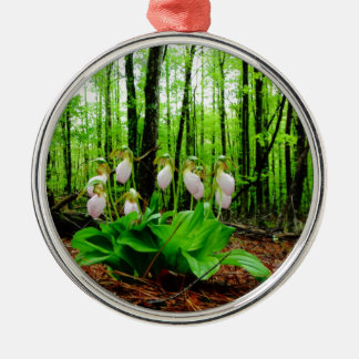 Rosa Dam Slipper vild Orchid Julgransprydnad Metall