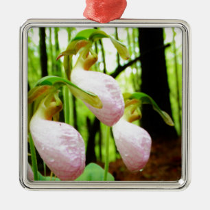 Rosa Dam Slipper vild Orchid Julgransprydnad Metall