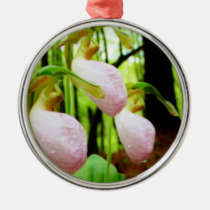 Rosa Dam Slipper vild Orchid Julgransprydnad Metall