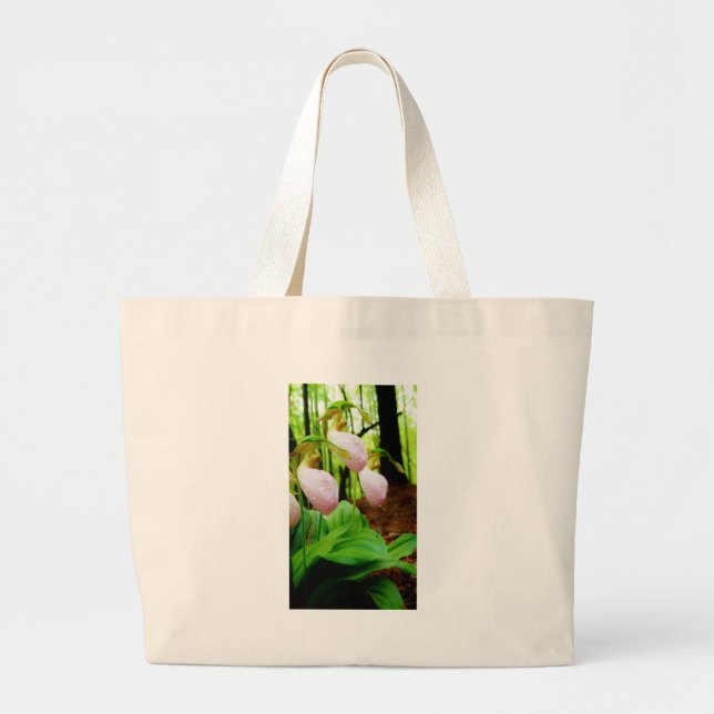 Rosa Dam Slipper vild Orchid Jumbo Tygkasse (Framsidan)