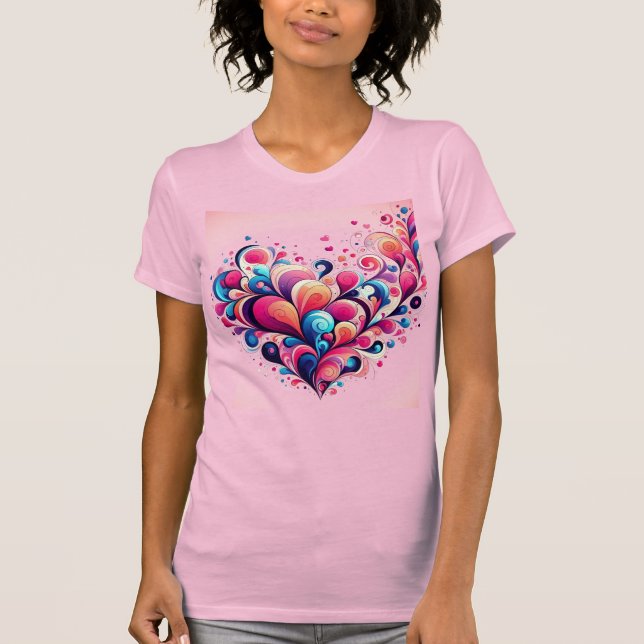 Rosa dam T-Shirt med hjärta. (Framsida)