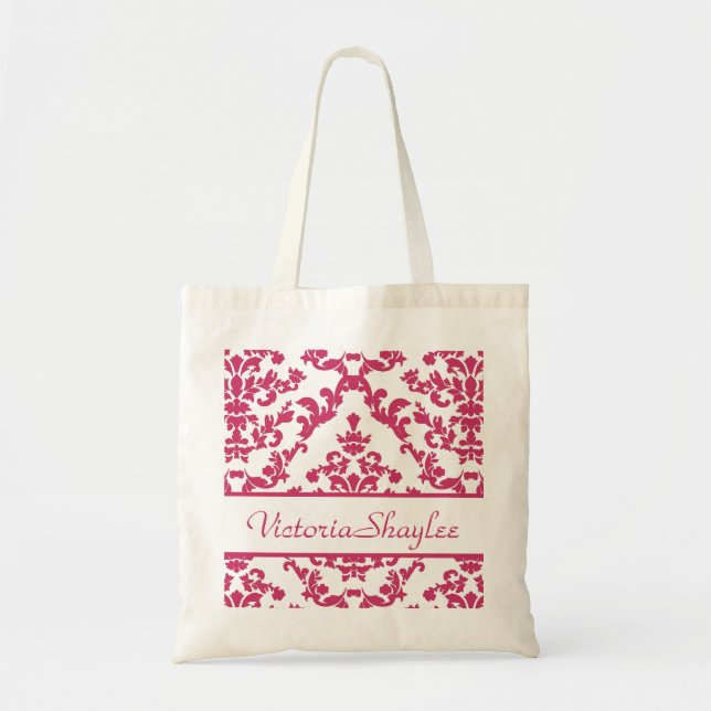 Rosa Damask #6 @ VictoriaShaylee med eget namn Tygkasse (Framsidan)