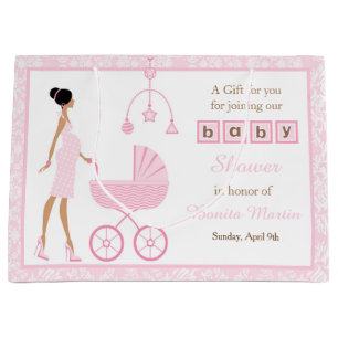 Rosa Damask African American Woman Baby Shower