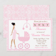 Rosa Damask African American Woman Baby Shower