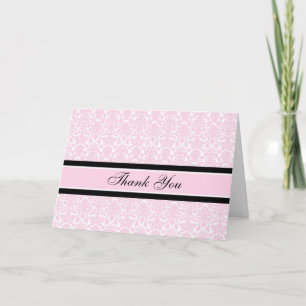Rosa Damask Baby Shower Värdinna Tack Kort