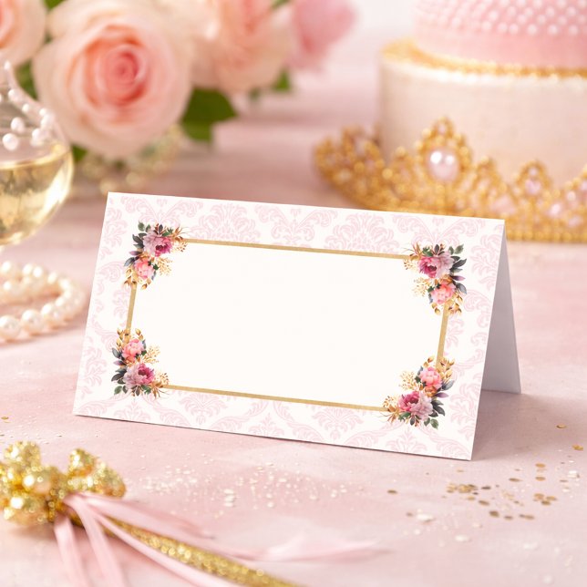 Rosa Damask Blommig Prinsessa Sagovärld Placeringskort (Storybook Princess Place Cards
)