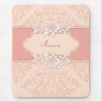 Rosa Damask Blommigt Mousepad