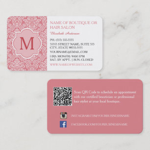Rosa Damask Boutique Frisörsalong Visitkort