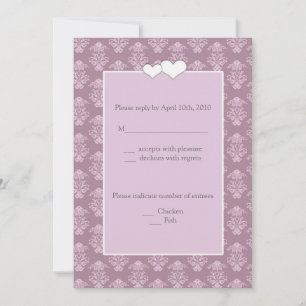 Rosa Damask Bröllop Svarskort Inbjudningar