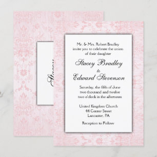 Rosa Damask-bröllopsinbjudan Inbjudningar