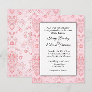Rosa Damask-bröllopsinbjudan Inbjudningar