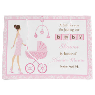 Rosa Damask Brunette Woman Baby Shower