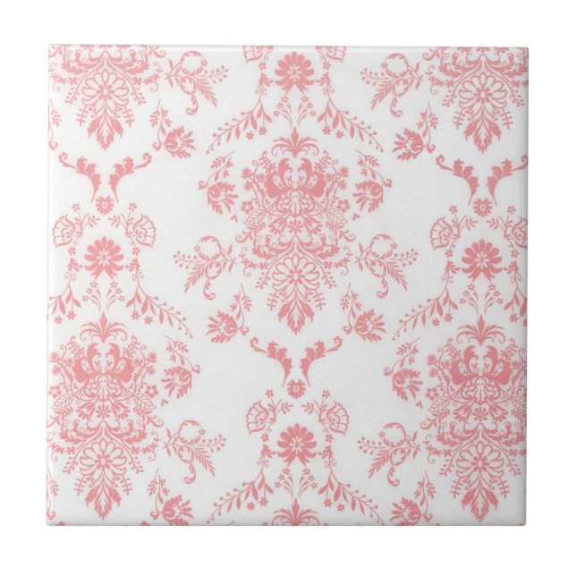 Rosa Damask Ceramic Tile Kakelplatta (Framsidan)