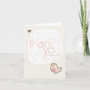 Rosa Damask Chick Whimsical Flicka Baby Shower/Föd Tack Kort
