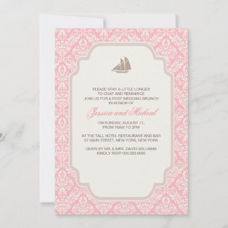 Rosa Damask efter Bröllop-inbjudan Inbjudningar