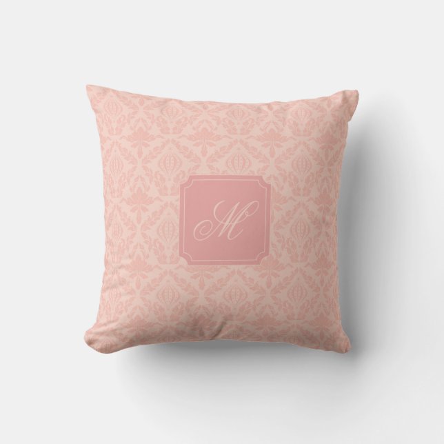 Rosa Damask Elegant Blommönster Kudde (Framsida)