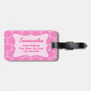 Rosa Damask Feminine Namn Personlig Birance Bagagebricka