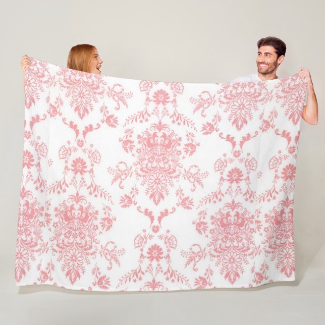 Rosa Damask Fleecefilt (På plats)