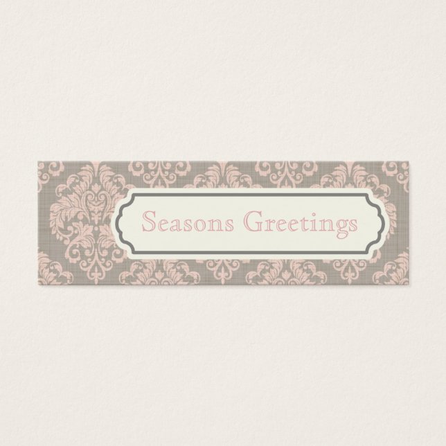 Rosa Damask Gift-Märkre, profilkort Litet Visitkort (Framsidan)